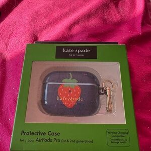 Kate Spade Black AirPods Pro Case with Strawberry Design